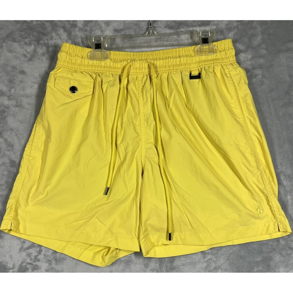 Polo Ralph Lauren Mens Yellow Nylon Mesh Lined Swim Trunks Shorts Small S